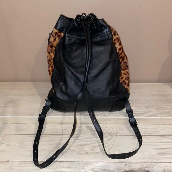 Rag & Bone Grayson Leopard-Print Calf Hair Black Backpack ONE SIZE NWOT - Picture 12 of 16